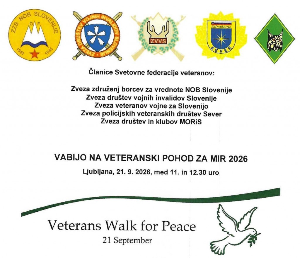 Veterani na pohodu za mir: Želimo svet, v katerem se spori rešujejo za mizo